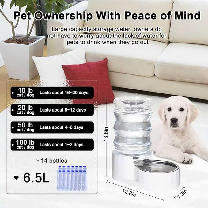RIZZARI Automatic Gravity Pet Dispenser: 6.5L Large Capacity -No Power Needed - Image 2