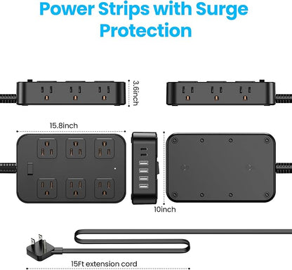 Solidock Flat Plug Power Strip Surge Protector - Image 6