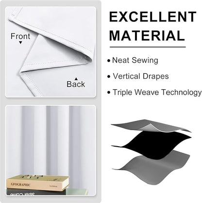 DWCN Room Darkening Curtains 84 Inches Long, Thermal Greyish White Drapes - Image 5