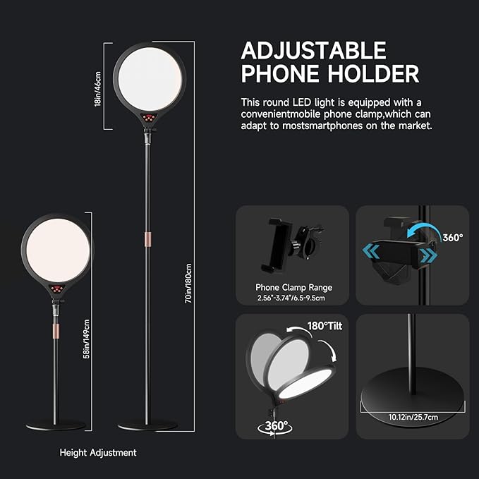 Ring Light with Stand and Phone Holder, Selfie Ringlight - Image 5