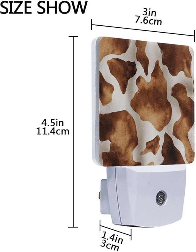 Pigsaly Led Night Light Animals Brown Cow Skin Night Light Plug in Wall Lamp - Image 3
