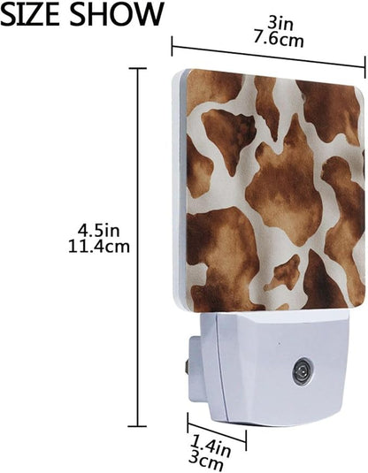 Pigsaly Led Night Light Animals Brown Cow Skin Night Light Plug in Wall Lamp - Image 3