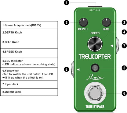 Rowin Trelicopter Effects Guitar Tremolo Pedal - Image 2