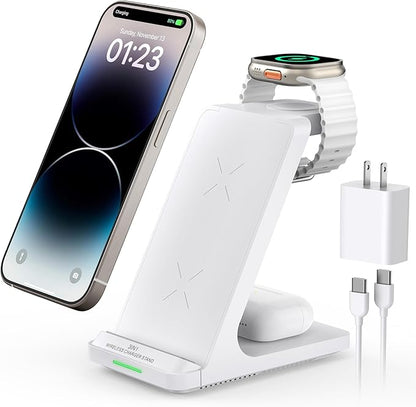 Wireless Charging Station, 3 in 1 Fast Wireless Charger Stand by AUKUSE