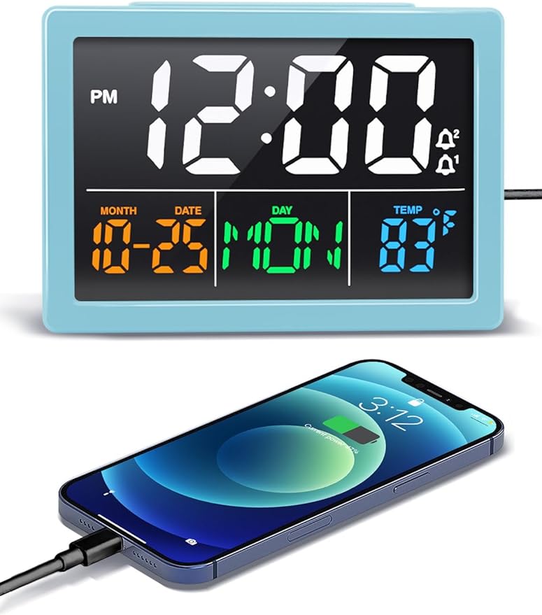 Digital Alarm Clock, with 5.5" Large LED Time Display, Adjustable Alarm Volume by JALL