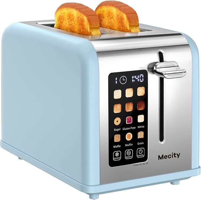 Mecity 2 Slice Touch Screen Toaster, 1.5" Wide Slot, Stainless Steel Smart by Mecity