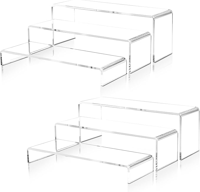 LFTYTUO 2 Set Large Acrylic Clear Display Risers, 3 Sizes 12" Rectangular by LFTYTUO