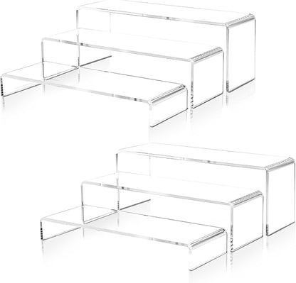 LFTYTUO 2 Set Large Acrylic Clear Display Risers, 3 Sizes 12" Rectangular by LFTYTUO