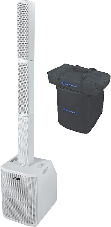 Rockville TITAN ARRAY SYSTEM White, 3200W Powered Column Array Speaker System by Rockville