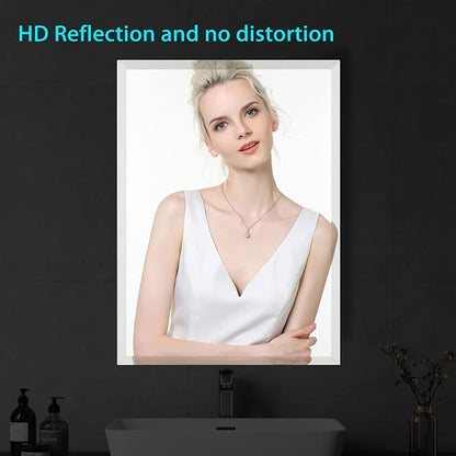 Beveled Edge Mirror 20x28 Inch Frameless Rectangle Bathroom Wall Mirror - Image 4