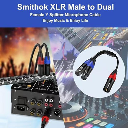Smithok 2Pack XLR Y Splitter 1 Male to 2 Female Micrphone Cable, 3 Pin XLR 2 - Image 2