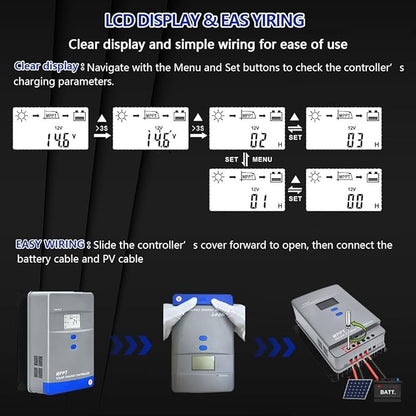 60A MPPT Solar Charge Controller 12V/24V/36V/48V Auto Battery Regulator LCD - Image 8