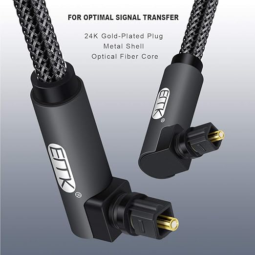 EMK 【Upgraded】 Double 90 Degree Optical Audio Cable Free-Rotating Toslink Plug - Image 4