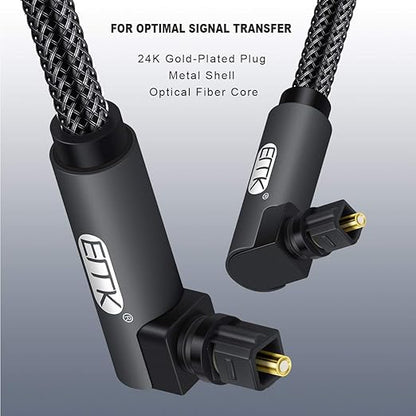 EMK 【Upgraded】 Double 90 Degree Optical Audio Cable Free-Rotating Toslink Plug - Image 4