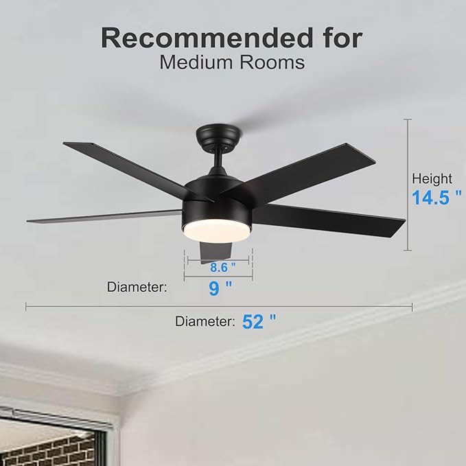 POCHFAN 52 inch Black Ceiling Fans - Image 8