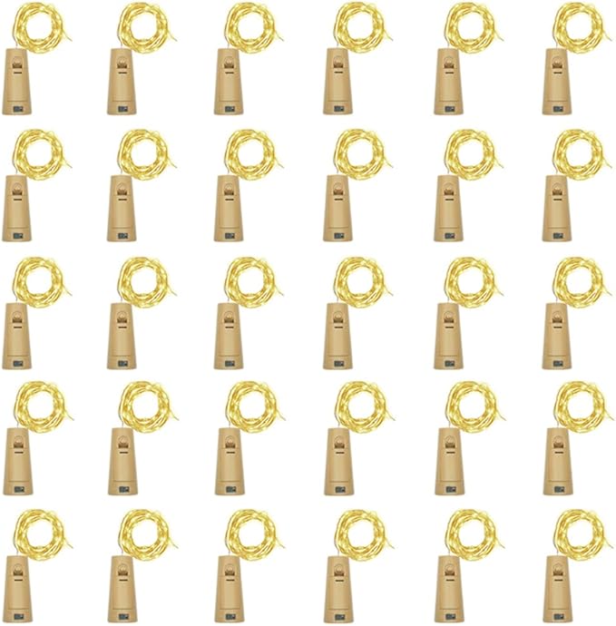 Wine Bottle Lights with Cork, Battery Operated 30 Pack 20 LED Cork Shape Silv...