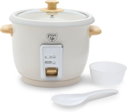 GreenLife Rice Cooker with Removable PFAS-Free Ceramic Nonstick Pot, 3-Cups by GreenLife