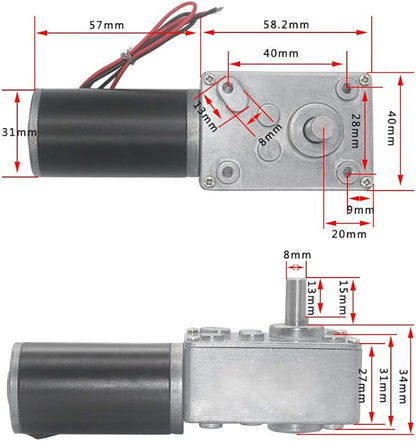 Reversible Gear Motor, DC 24V 8mm Shaft Gear Motor High Torsion Electric Turbo - Image 5