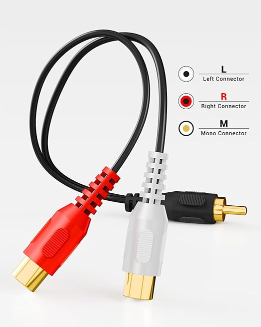 VCELINK RCA Splitter 1 Male to 2 Female Stereo Audio Cable, Car Radio, Digital - Image 2