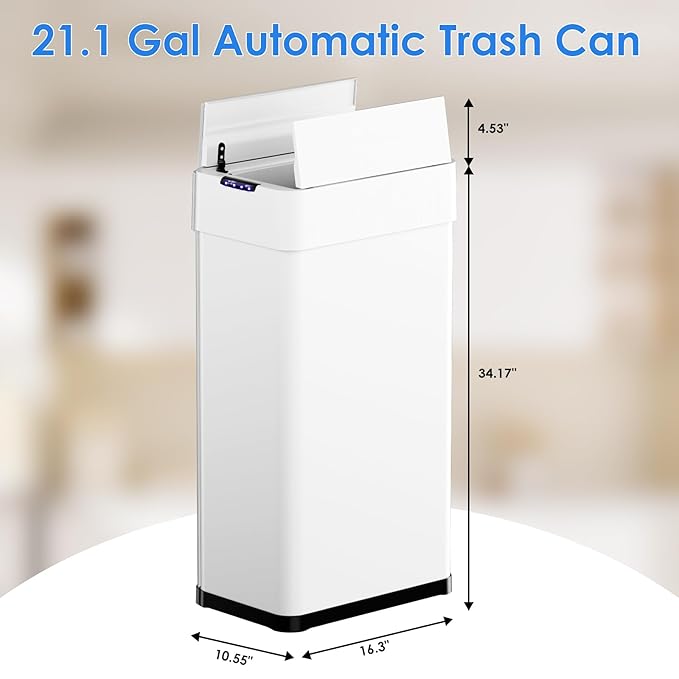 TLSUNNY 21.1 Gallon Automatic Trash Can, Stainless Steel Motion Sensor Garbage - Image 3