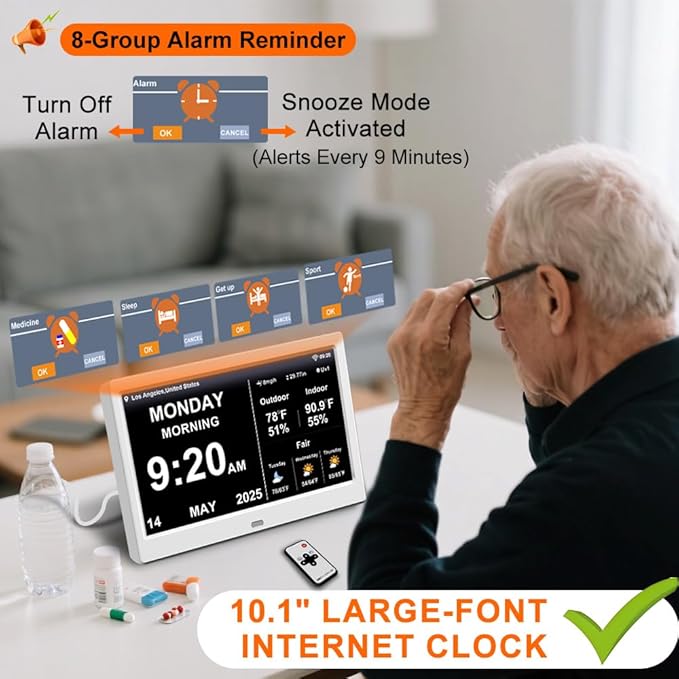 2025 Digital Clock with Weather Forecast & Temperature/Humidity Large Display - Image 5