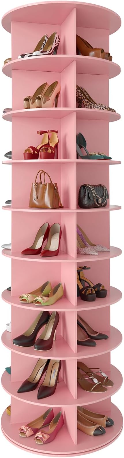 SpaceAid 9 Tier Rotating Shoe Rack Tower, Spinning Shoe Display Lazy Susan by SpaceAid
