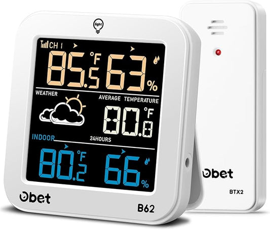 OBET Indoor Outdoor Thermometer Wireless Weather Station Temperature and by OBET
