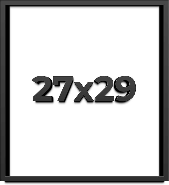 27x29 Shadow Box Frame Black | 1 Inch Deep Solid Wood Shadowbox Display Frame | by CustomPictureFrames