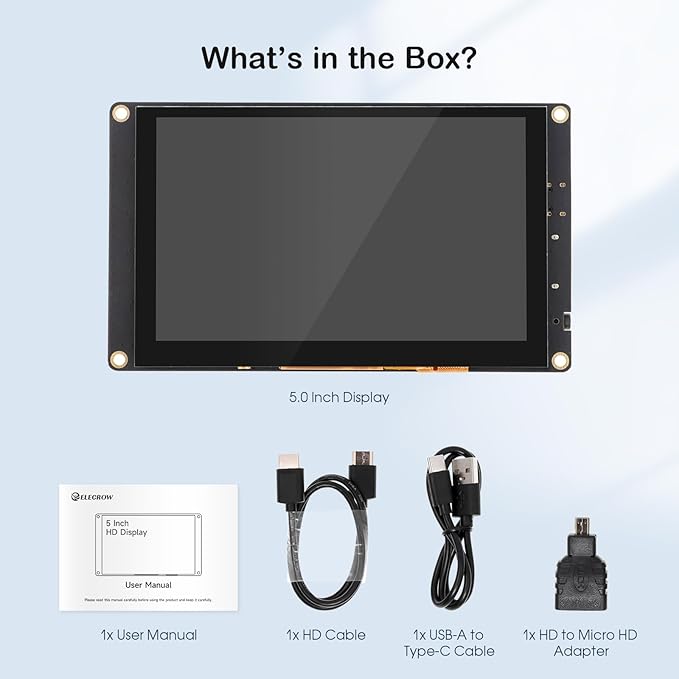 ELECROW 5 Inch Mini Touchscreen Monitor, TN Capacitive 5-Point Touch Screen - Image 6