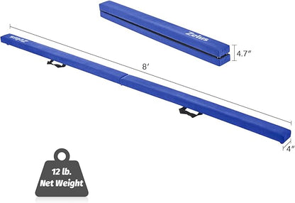 ZELUS 8' Folding Gymnastics Balance Beam, Floor Balance Beam w/Carry Handles - Image 2
