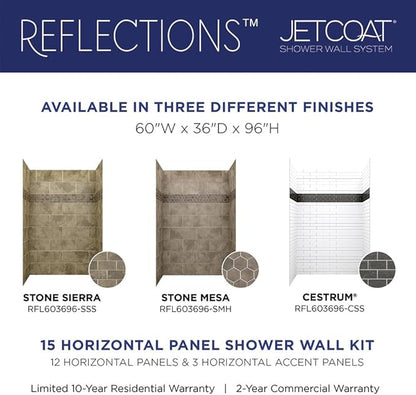 Miseno MSW-603696RFL Readyset 60" X 36" X 96" Fifteen Panel Alcove Shower Wall - Image 2