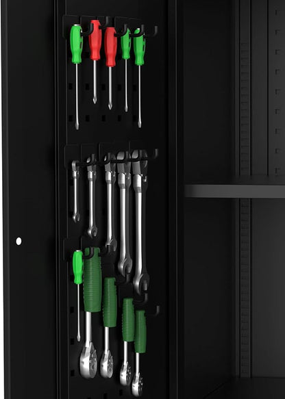 GarveeHome Garage Storage Cabinet 72 in Locking w/Wheels & Pegboard | - Image 5