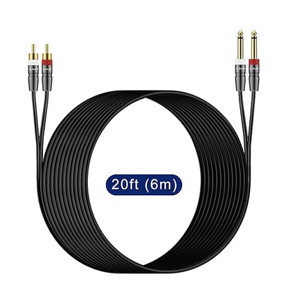 J&D Dual 1/4 inch TS to Dual RCA Cable, Heavy Duty 1/4 Male to RCA Male Adapter - Image 7