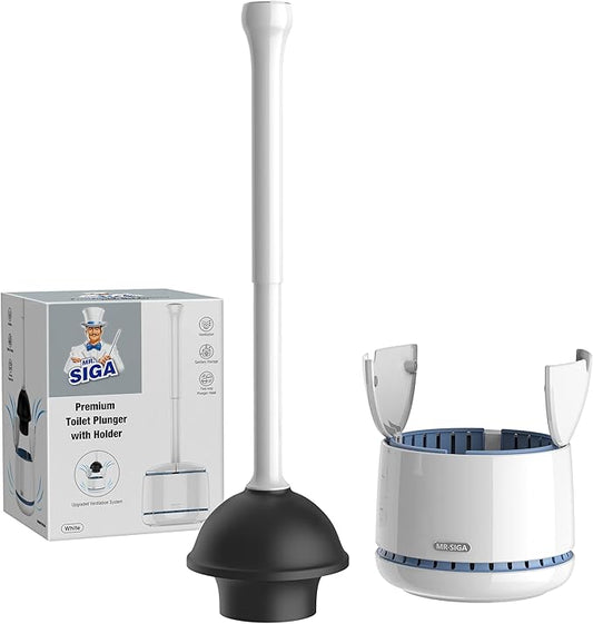 MR.SIGA Toilet Plunger with Holder, Heavy Duty Toilet Plunger and Holder Combo by MRSIGA