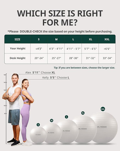 Trideer Exercise Ball for Yoga, Pilates & Fitness – Stability Ball Equipment - Image 7