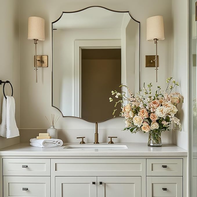 ANDY STAR Bathroom Vanity Mirror, 24x36 Irregular Wall Mirror, Asymmetrical by ANDYSTAR