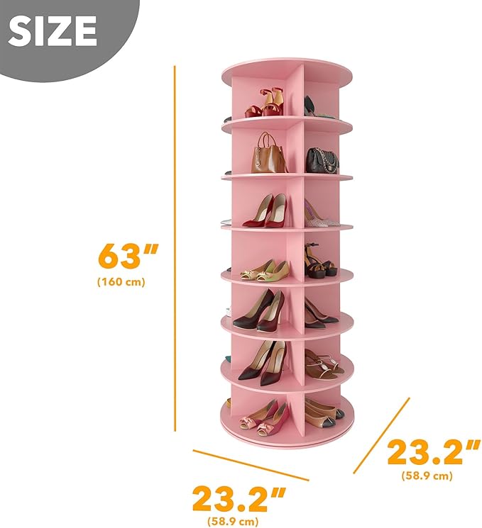 SpaceAid 7 Tier Rotating Shoe Rack Tower, Spinning Shoe Display Lazy Susan - Image 2