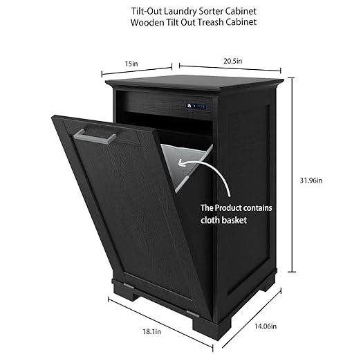 OLD CAPTAIN Wooden Tilt Out Trash Cabinet, Wooden Kitchen Garbage Can Free - Image 5