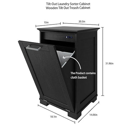 OLD CAPTAIN Wooden Tilt Out Trash Cabinet, Wooden Kitchen Garbage Can Free - Image 5