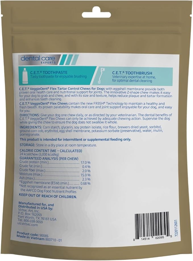 Virbac C.E.T. VEGGIEDENT Flex Tartar Control Chews - Image 2