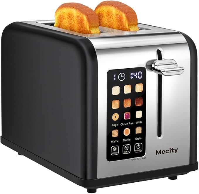 Mecity 2 Slice Touch Screen Toaster, 1.5" Wide Slot, Stainless Steel Smart by Mecity