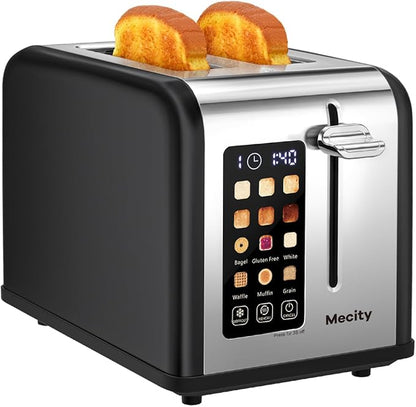 Mecity 2 Slice Touch Screen Toaster, 1.5" Wide Slot, Stainless Steel Smart by Mecity