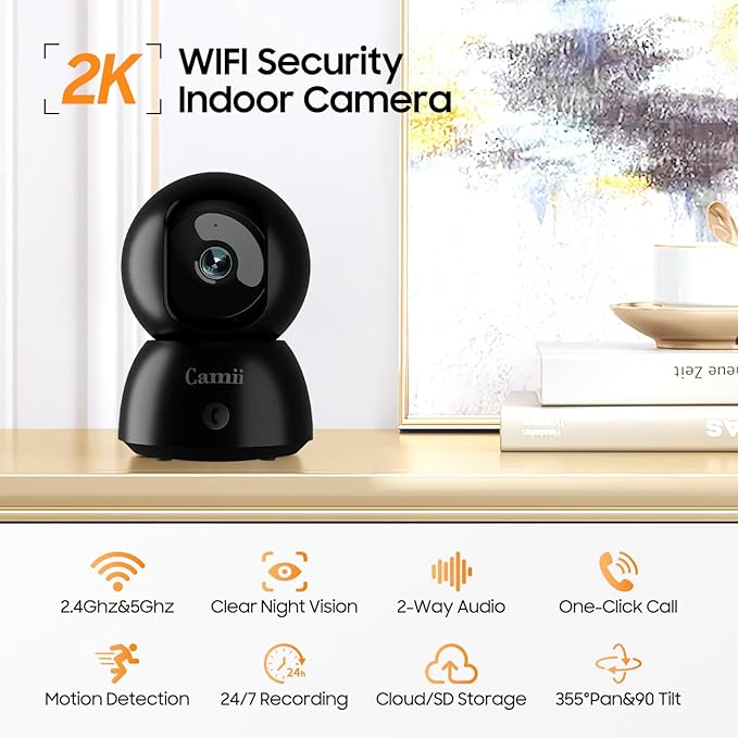 2K Security Camera Indoor, 2.4G & 5G WiFi Pet Camera - Image 2