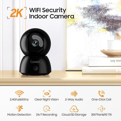 2K Security Camera Indoor, 2.4G & 5G WiFi Pet Camera - Image 2