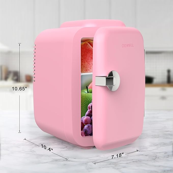 CROWNFUL Mini Fridge, 4 Liter/6 Can Portable Cooler and Warmer Personal - Image 7