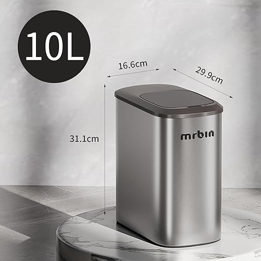 MRBIN Stainless Steel Motion Sensor Bathroom Trash Can, 10L / 2.6gal Slim Smart - Image 6