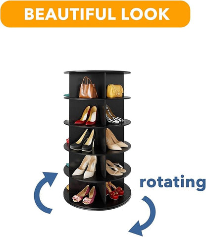 SpaceAid 5 Tier Rotating Shoe Rack Tower, Spinning Shoe Display Lazy Susan - Image 7