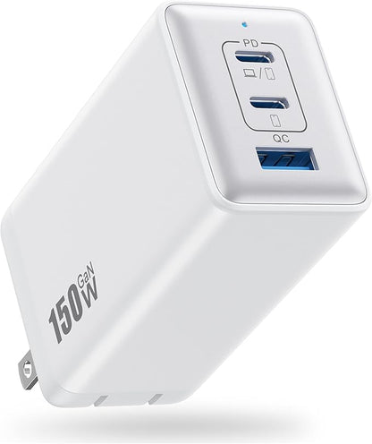 150W USB C Charger Block, GaN III Compact Foldable Wall Charger 3 Port Fast by Pxwaxpy