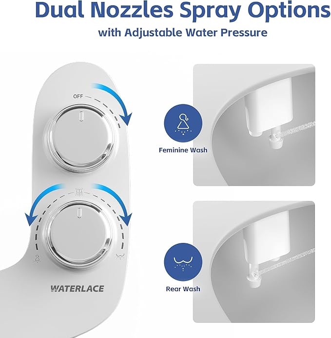 Bidet Attachment for Toilet Sprayer, Self-Cleaning Dual Retractable Nozzles - Image 3