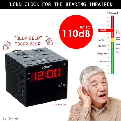 Sonnet Alarm Clock Charging Station, AM FM Radio, Dual USB Charging Ports - Image 5
